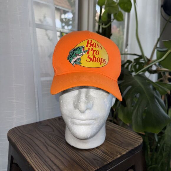Bright Orange Bass Pro‎ Shops Mesh Trucker SnapBack - Picture 1 of 6